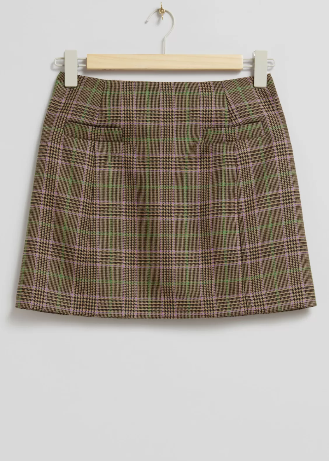 & Other Stories Skirts | A-Line Mini Skirt Beige Checks