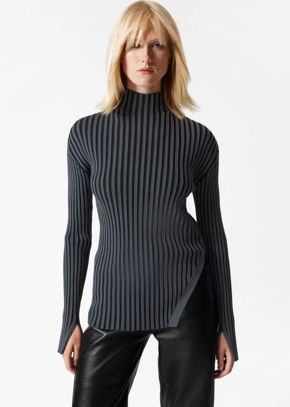 & Other Stories Tops | Sweaters & Knits | Asymmetric Rib-Knit Top