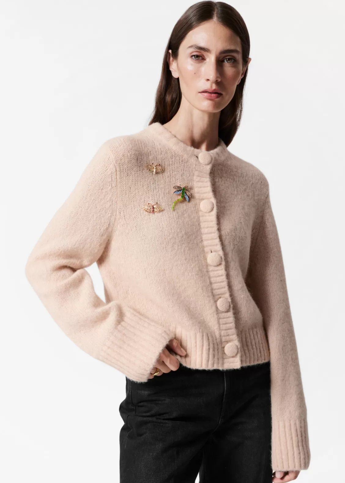 & Other Stories Sweaters & Knits | Brooch-Detailed Cardigan Beige