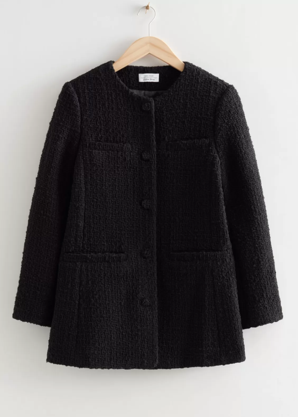 & Other Stories Outerwear | Buttoned Tweed Jacket Black