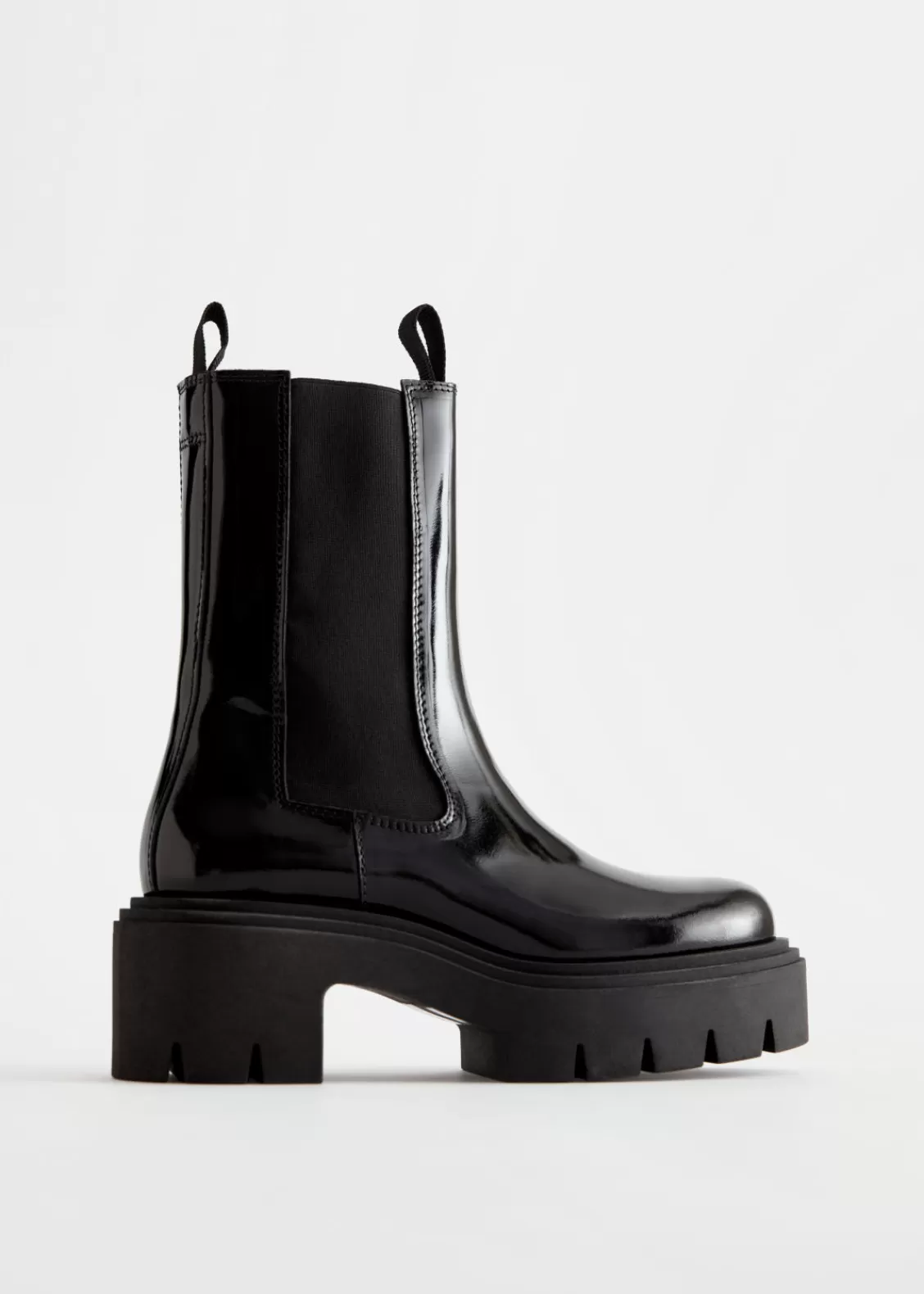 & Other Stories Boots | Chunky Platform Chelsea Leather Boots Black