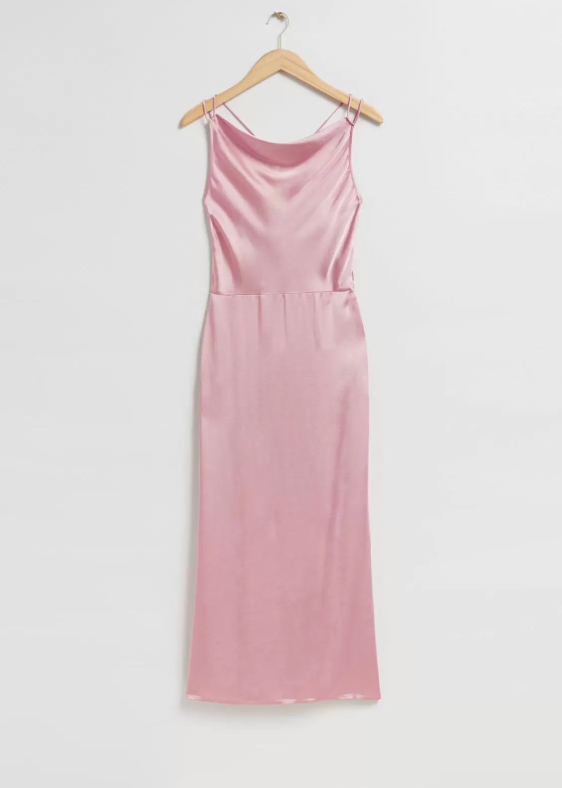 & Other Stories Dresses | Cowl-Neck Satin Dress Dusty Pink