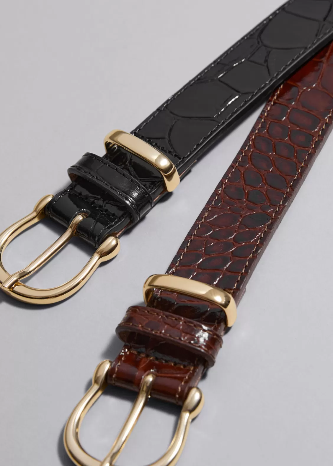 & Other Stories Belts | Croc Embossed Leather Belt