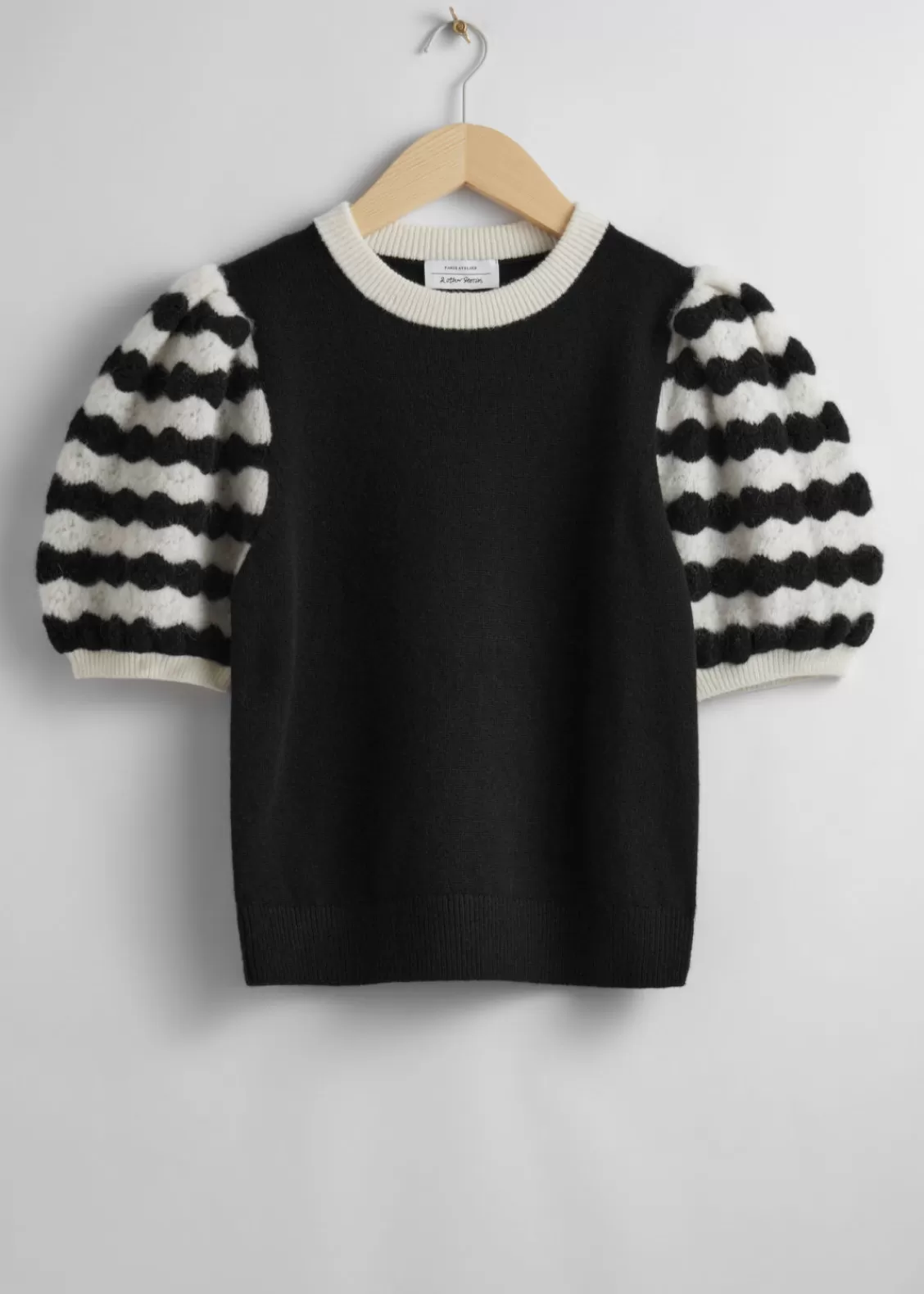 & Other Stories Sweaters & Knits | Crocheted Puff Sleeve Sweater Black/White