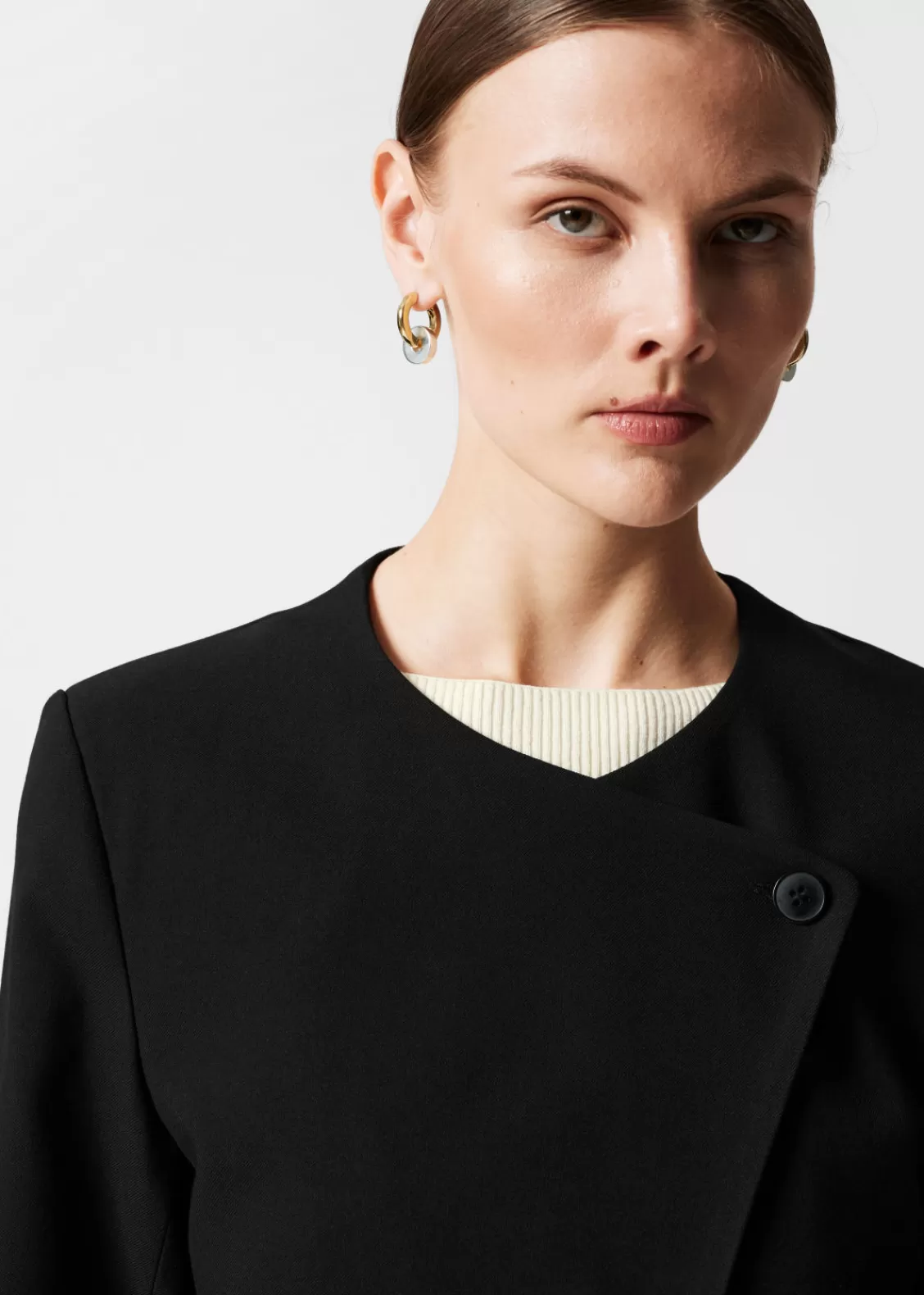 & Other Stories Outerwear | Cropped Collarless Blazer Black