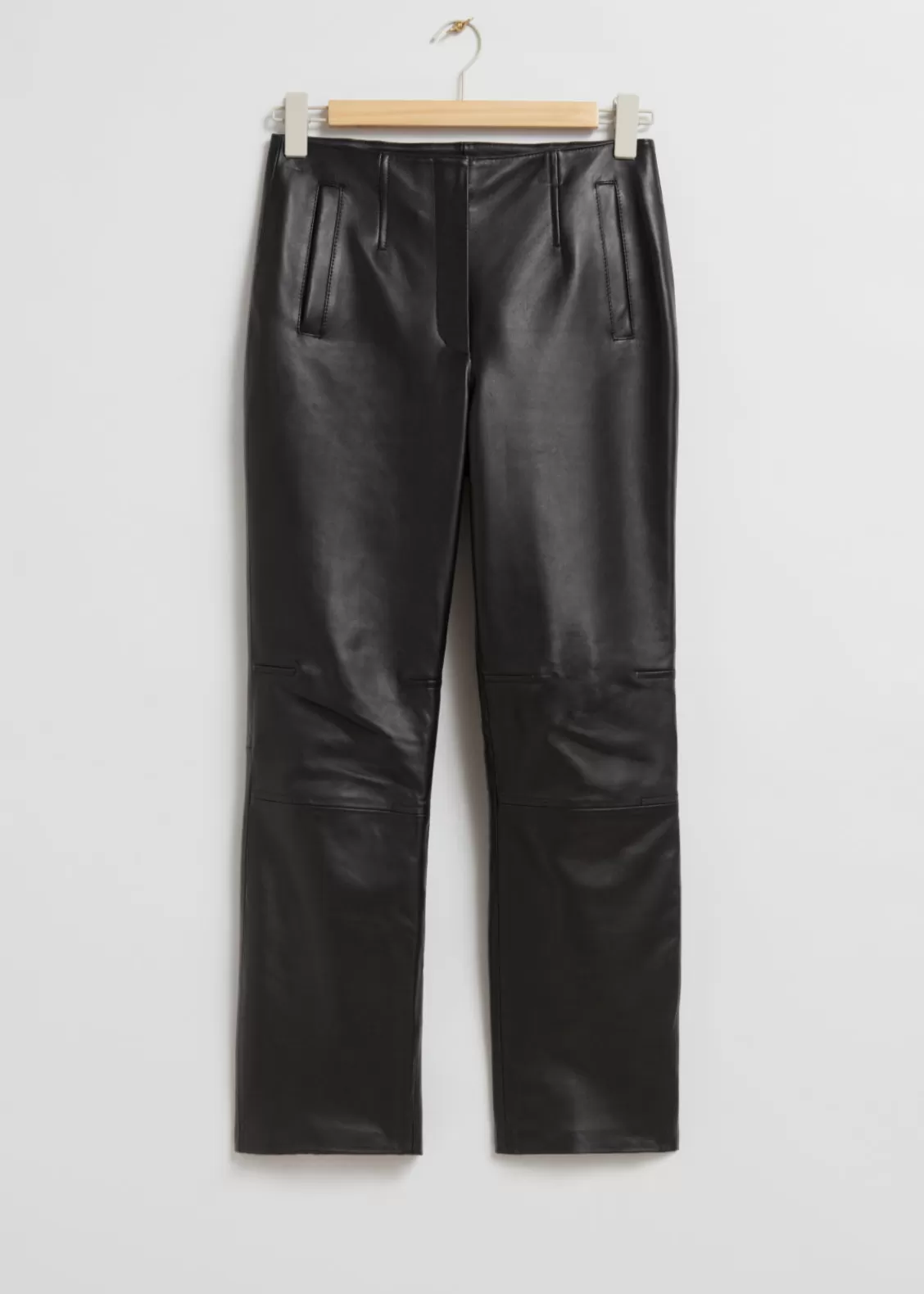 & Other Stories Pants | Cropped Leather Trousers Black