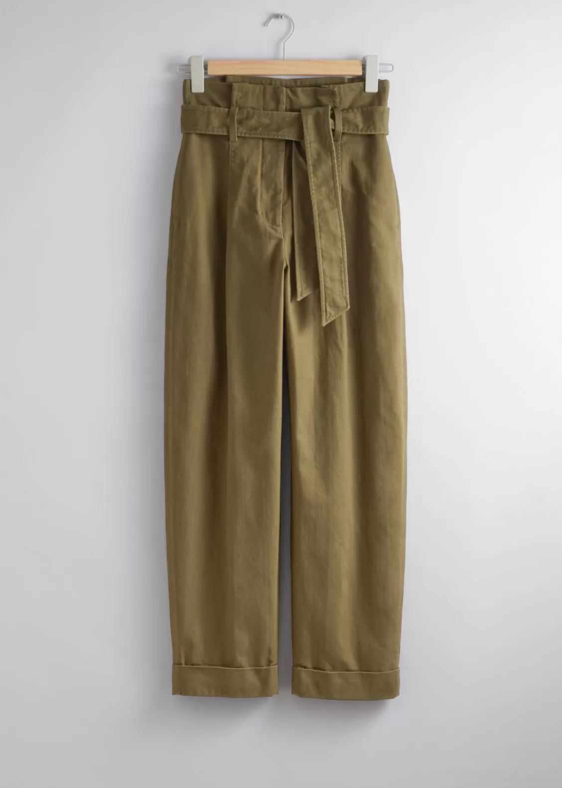 & Other Stories Pants | Cropped Paperbag Trousers Khaki