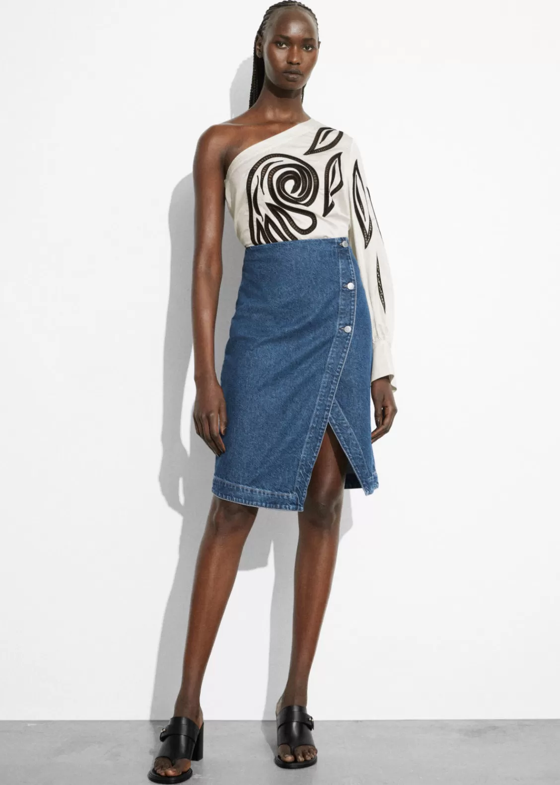 & Other Stories Skirts | Denim Wrap Midi Skirt Blue