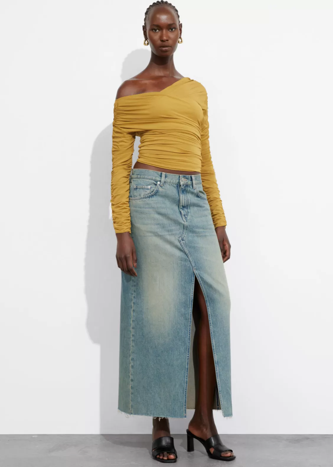 & Other Stories Tops | Draped One-Shoulder Top Yellow