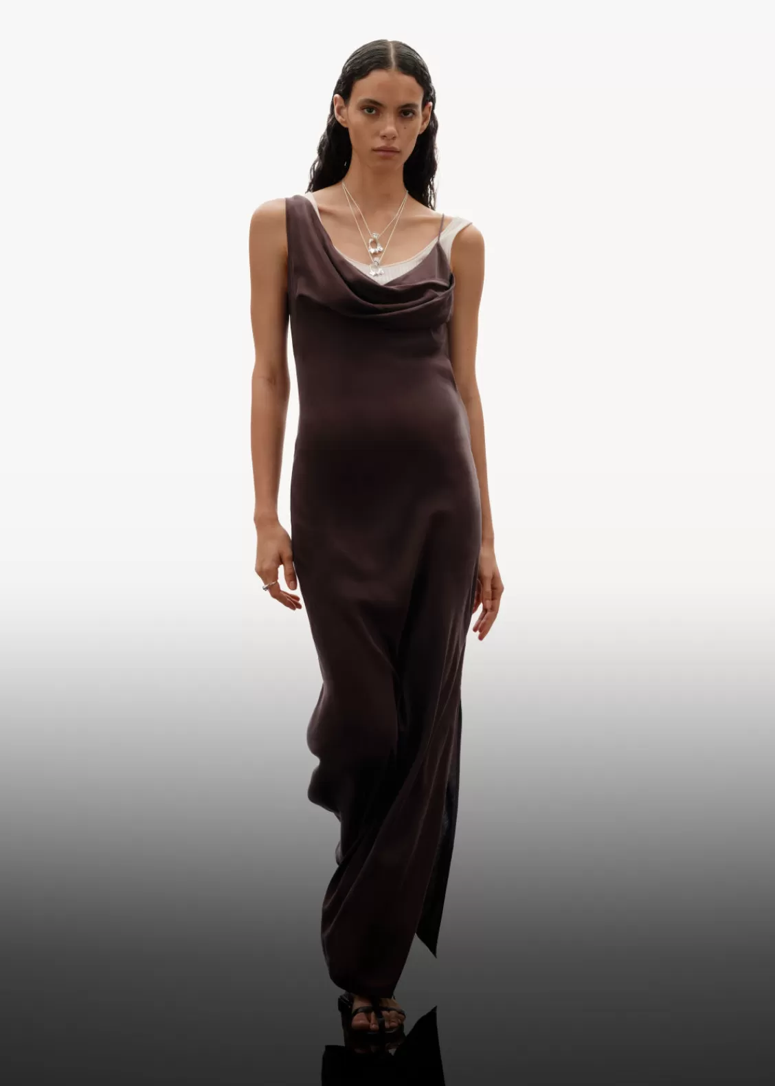 & Other Stories Dresses | Draped Silk Midi Dress Brown