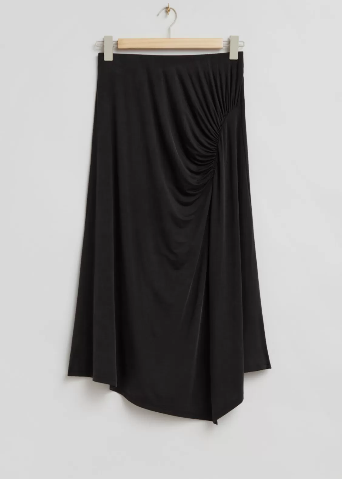 & Other Stories Skirts | Draped Stretch-Jersey Midi Skirt Black