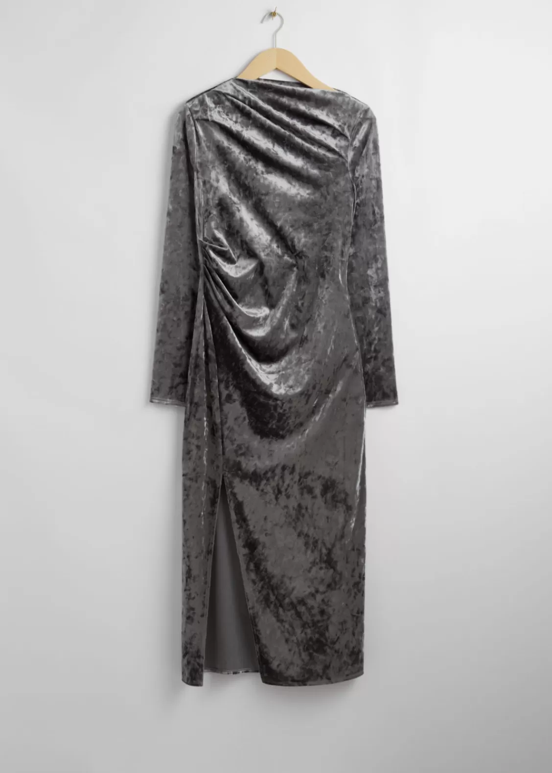 & Other Stories Dresses | Draped Velvet Midi Dress Grey