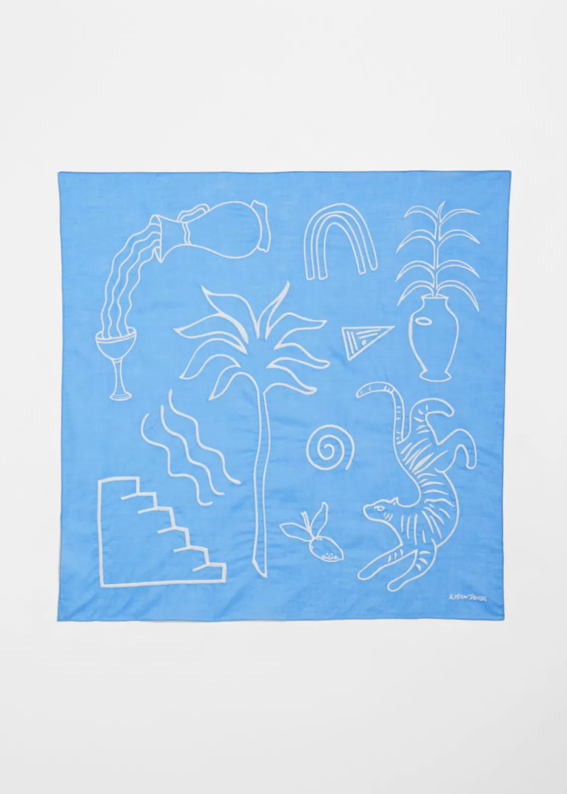 & Other Stories Scarves | Embroidered Cotton-Voile Scarf Light Blue