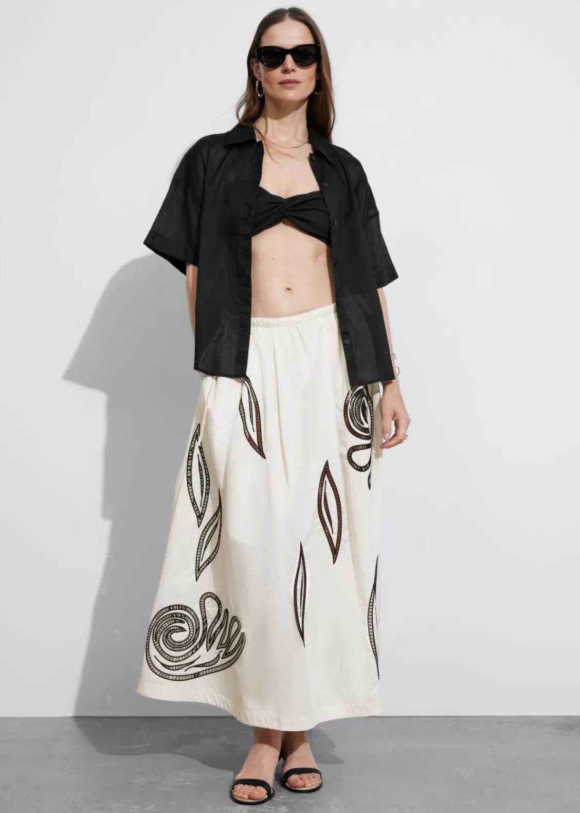 & Other Stories Sets & Suits | Skirts | Embroidered Midi Skirt White