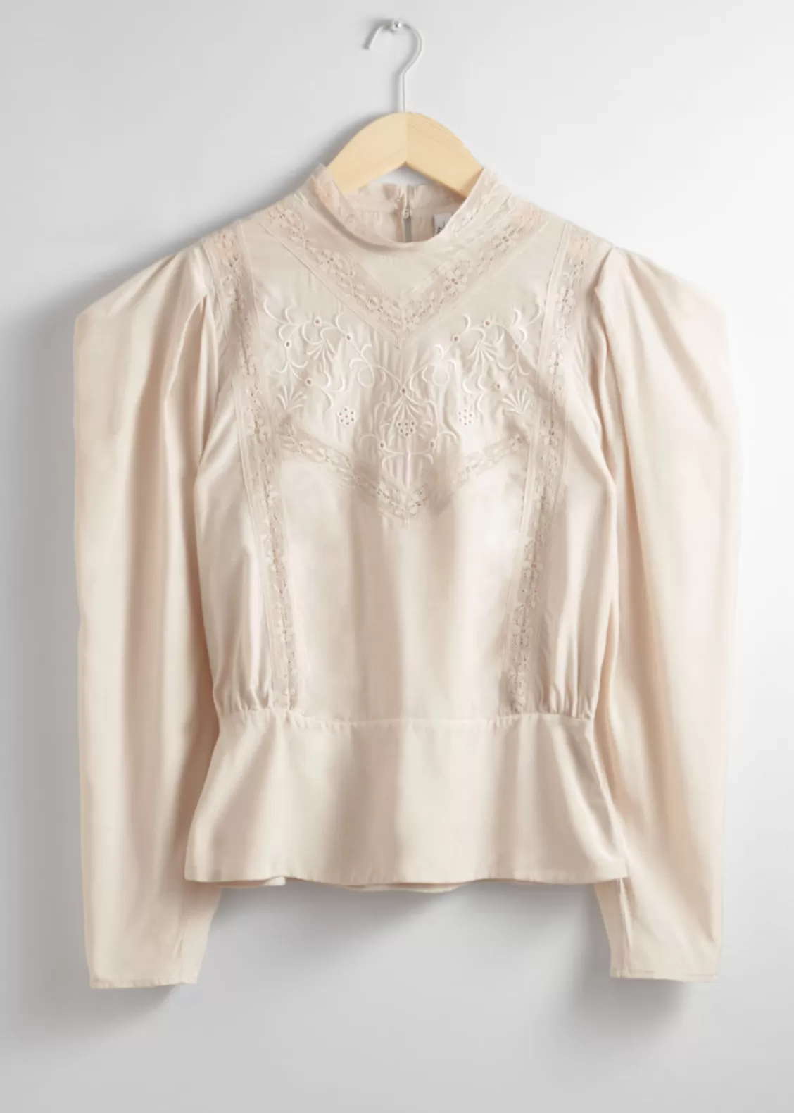 & Other Stories Blouses & Shirts | Embroidered Puff-Sleeve Blouse Beige