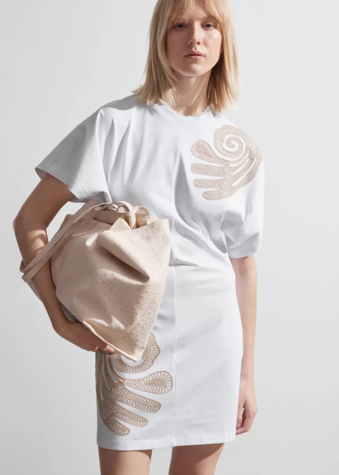 & Other Stories Dresses | Embroidered T-Shirt Mini Dress White