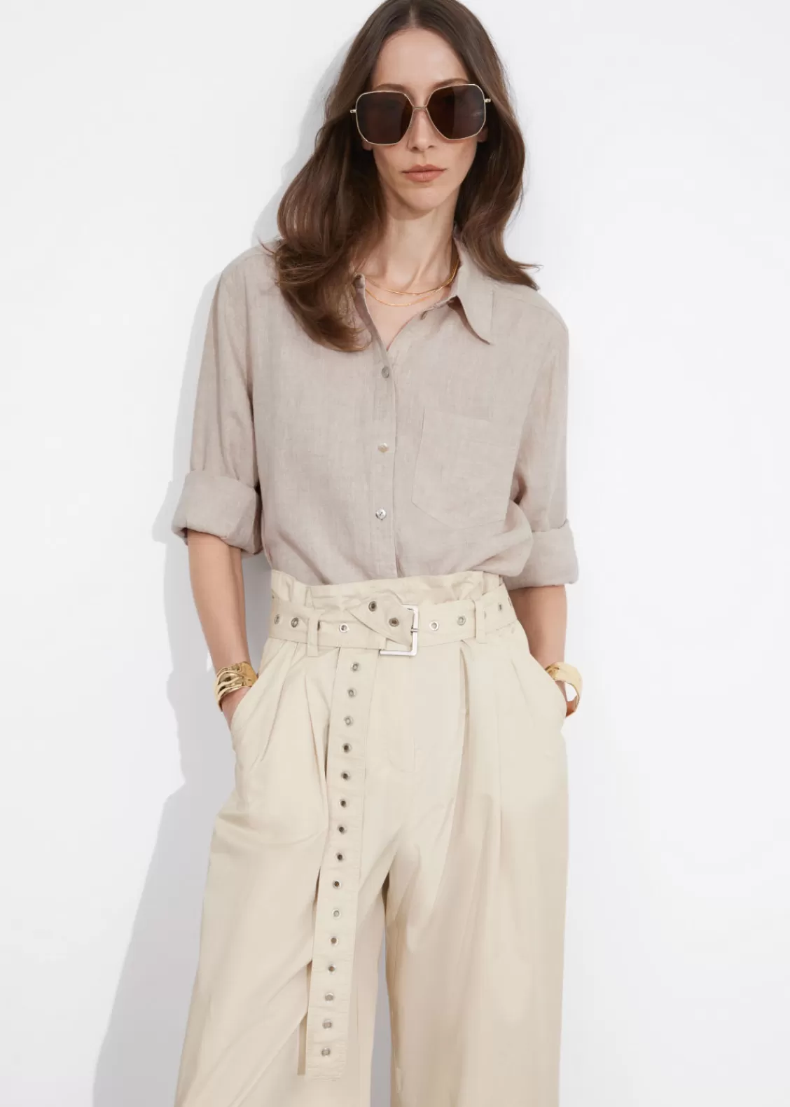 & Other Stories Pants | Eyelet-Belt Paperbag Trousers