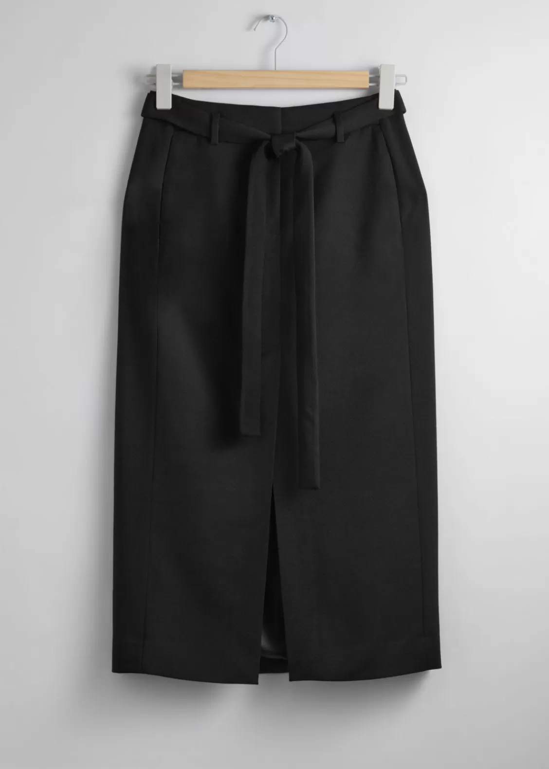 & Other Stories Skirts | Fitted Belted Midi Skirt Black