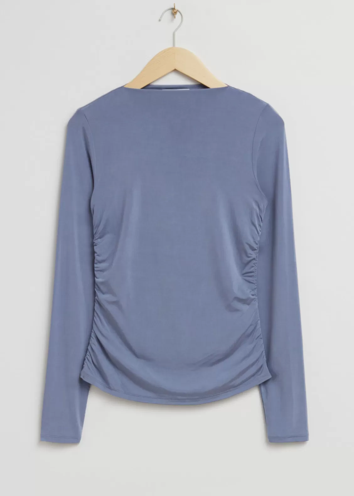 & Other Stories Tops | Fitted Boat Neck Ruched Top Dark Blue