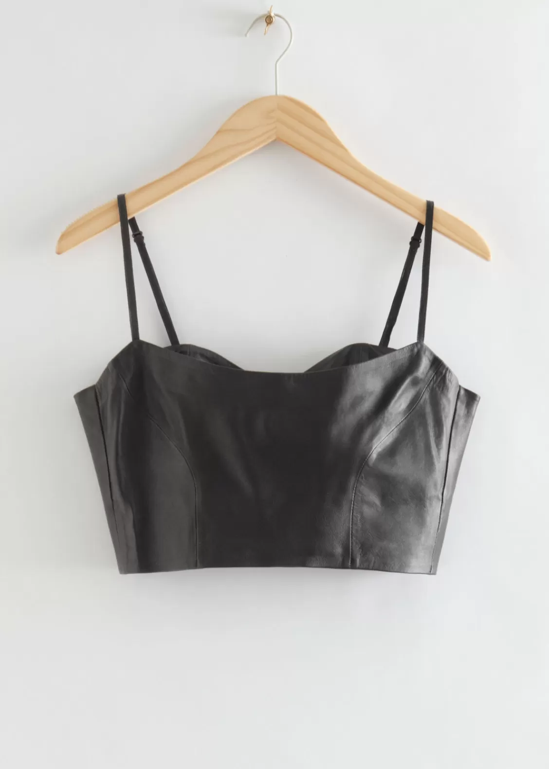 & Other Stories Tops | Fitted Leather Bustier Top Black