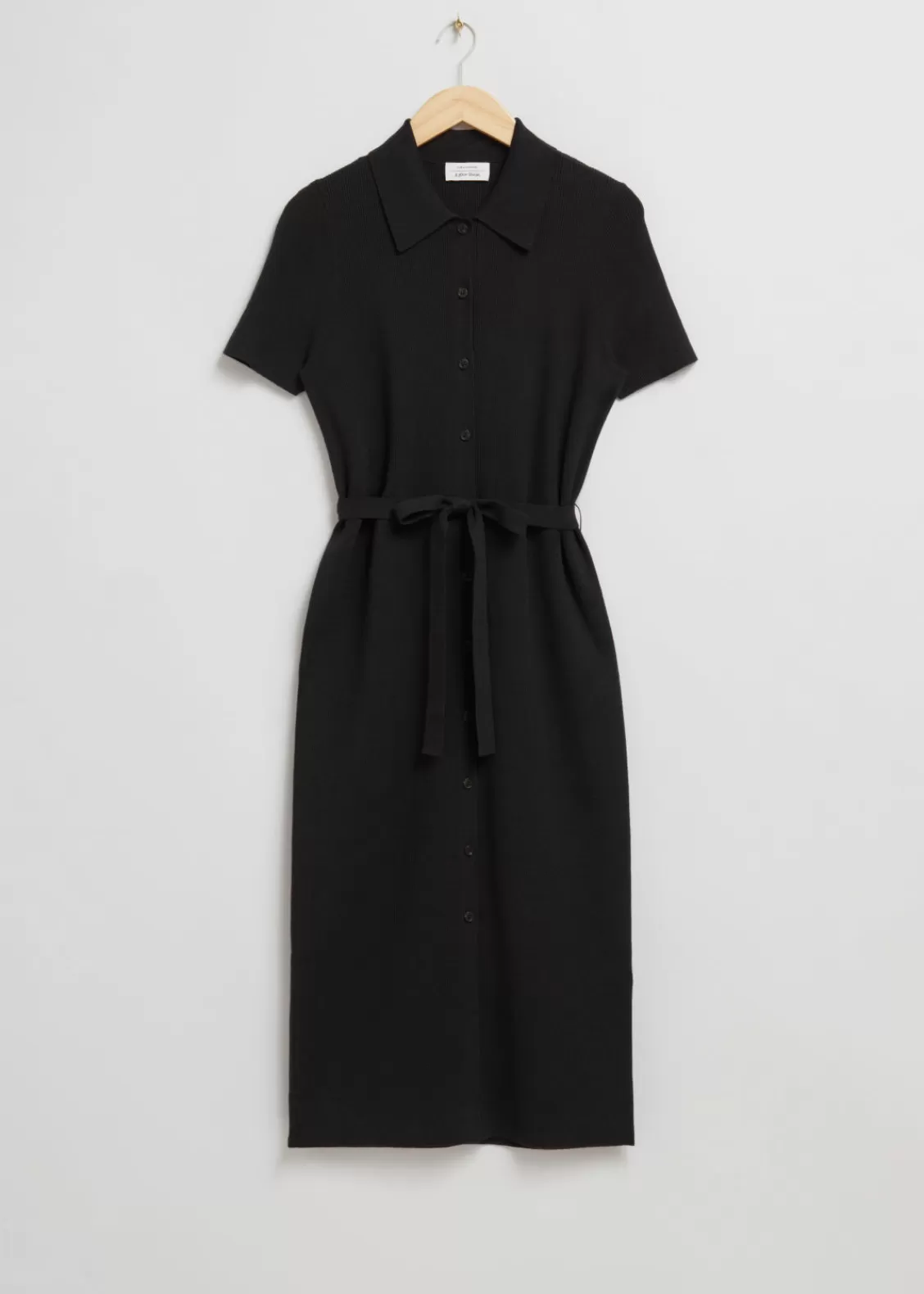 & Other Stories Dresses | Fitted Midi Buttoned Shirt Dress Black