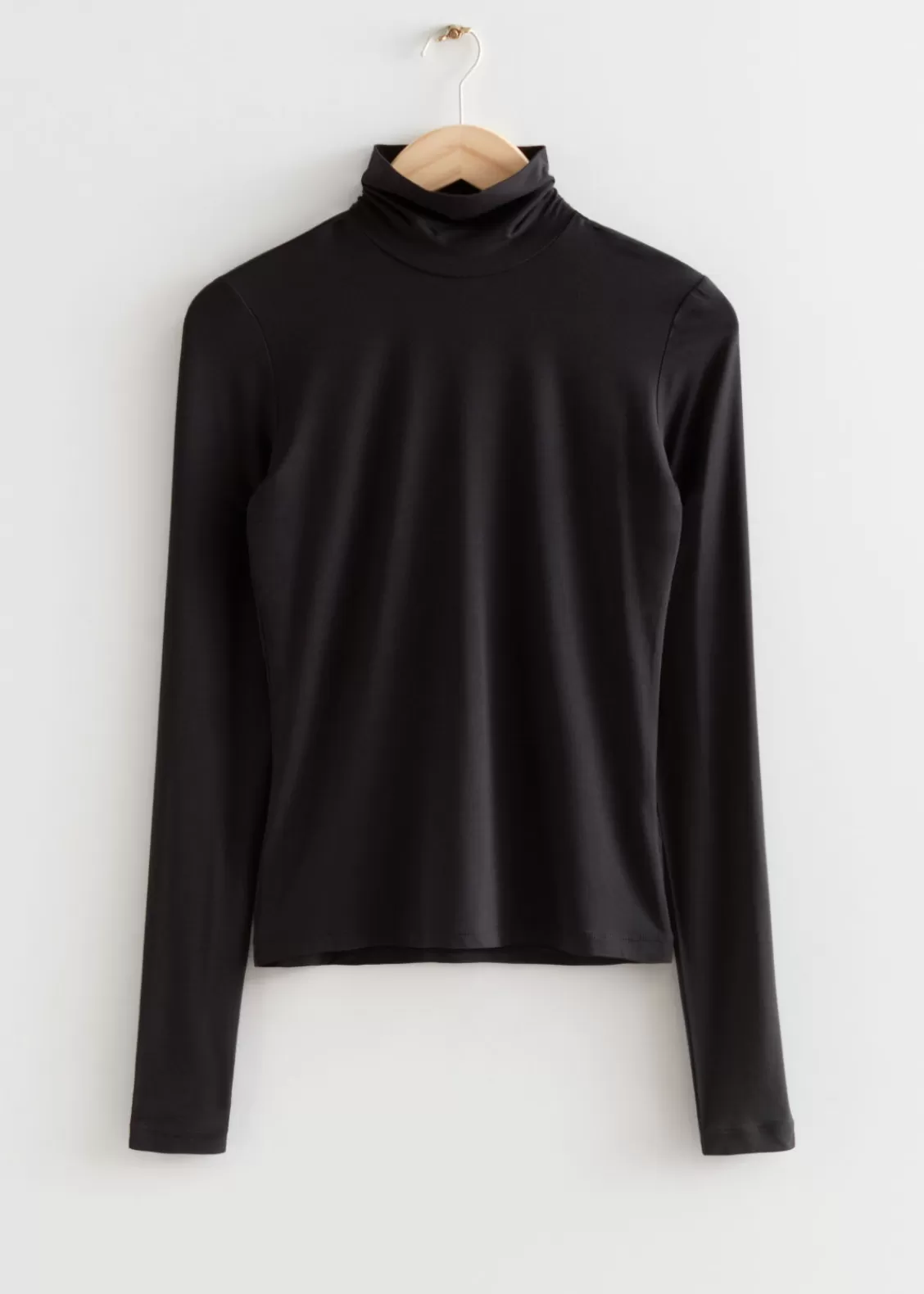 & Other Stories Tops | Fitted Turtleneck Top Black