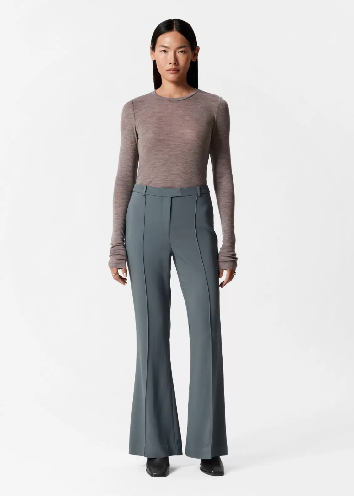 & Other Stories Pants | Flared Trousers Dark Grey