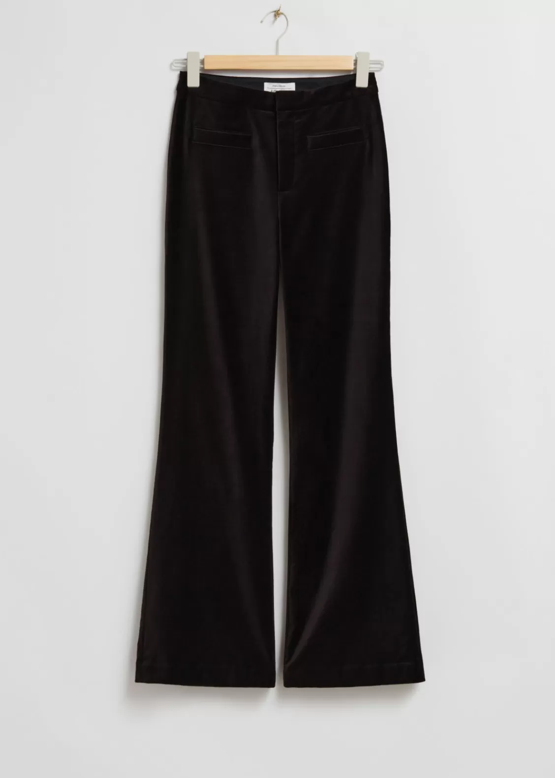 & Other Stories Pants | Flared Velvet Trousers Black