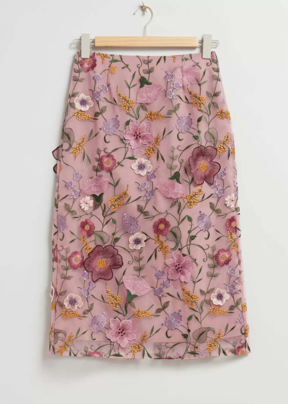 & Other Stories Skirts | Floral Organza Midi Skirt Pink