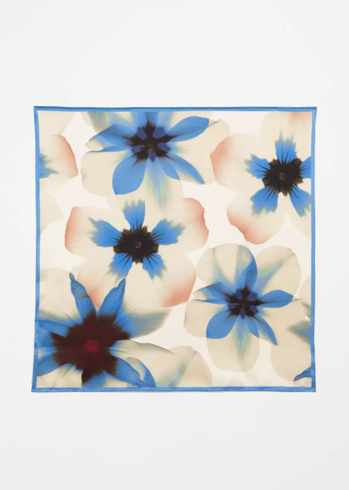 & Other Stories Scarves | Floral Silk Scarf Dusty Blue