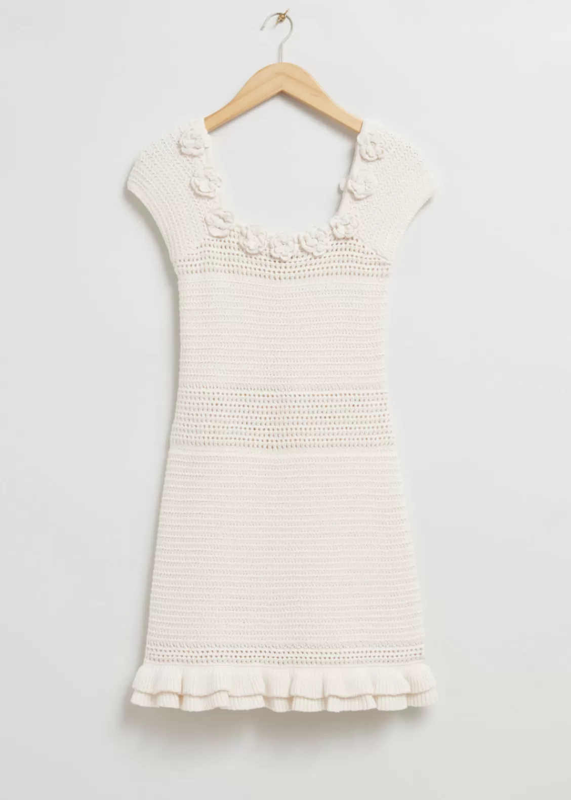 & Other Stories Dresses | Sweaters & Knits | Floral-Appliqué Crochet Dress Cream