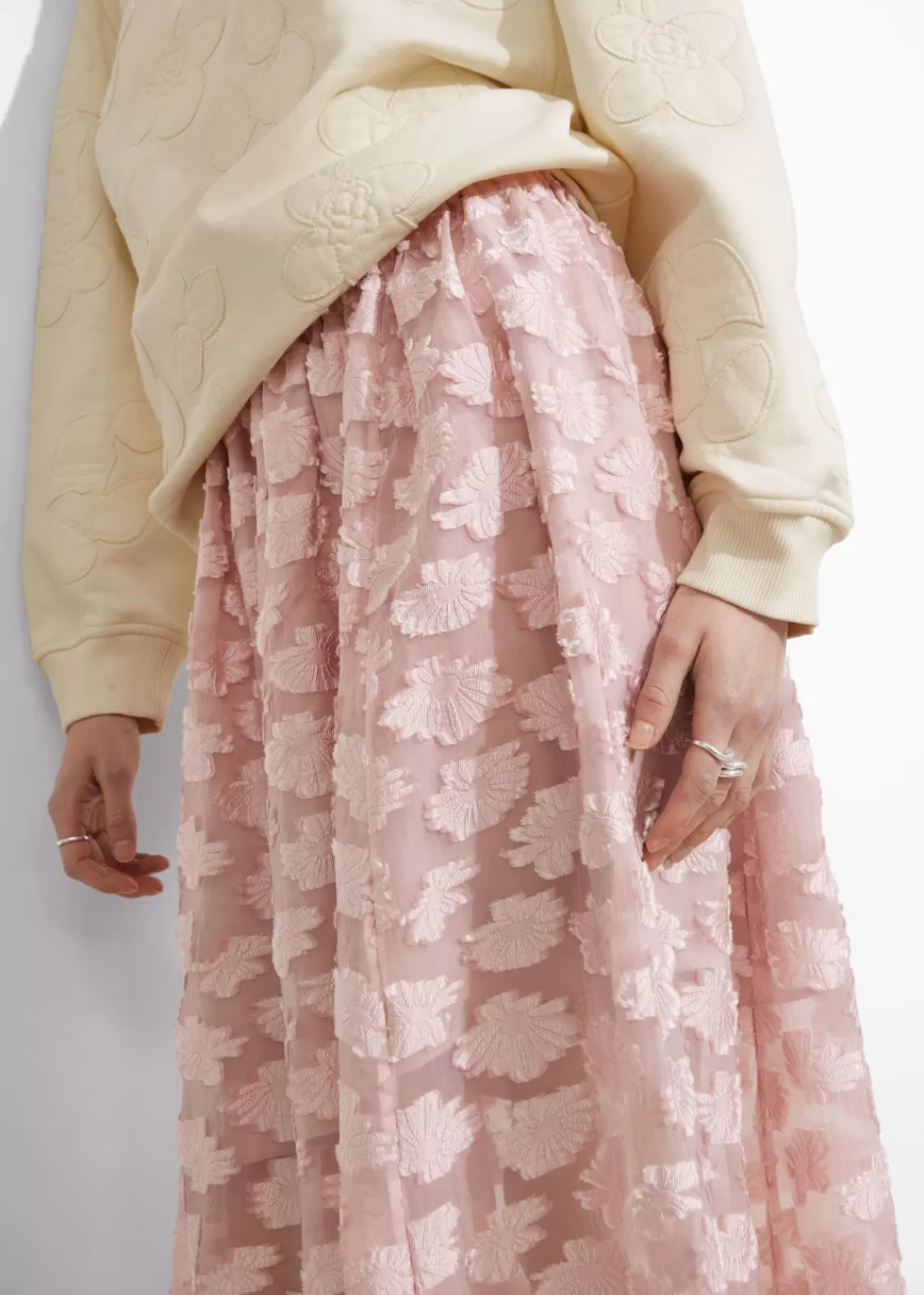 & Other Stories Skirts | Floral-Appliqué Midi Skirt Pink