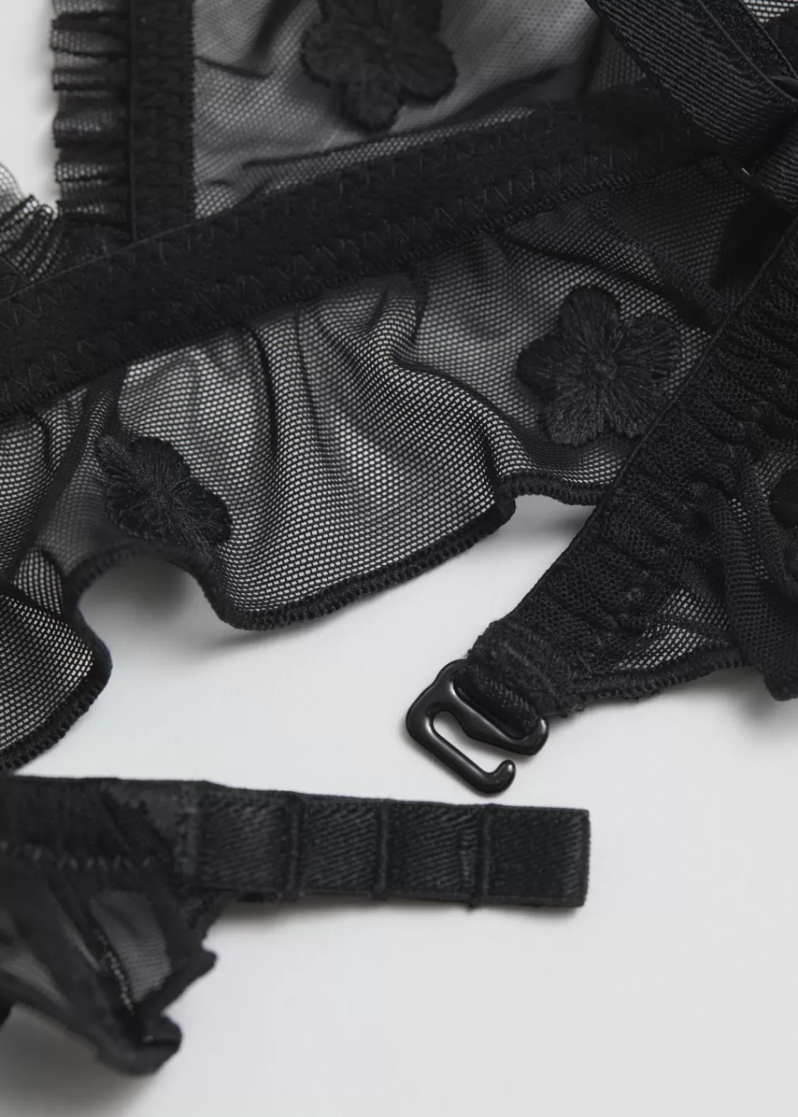 & Other Stories Lingerie | Frilled Sheer Soft Bra Black