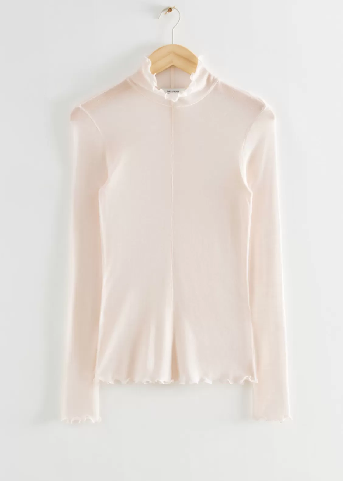 & Other Stories Tops | Frilled Tight Mock Neck Top White