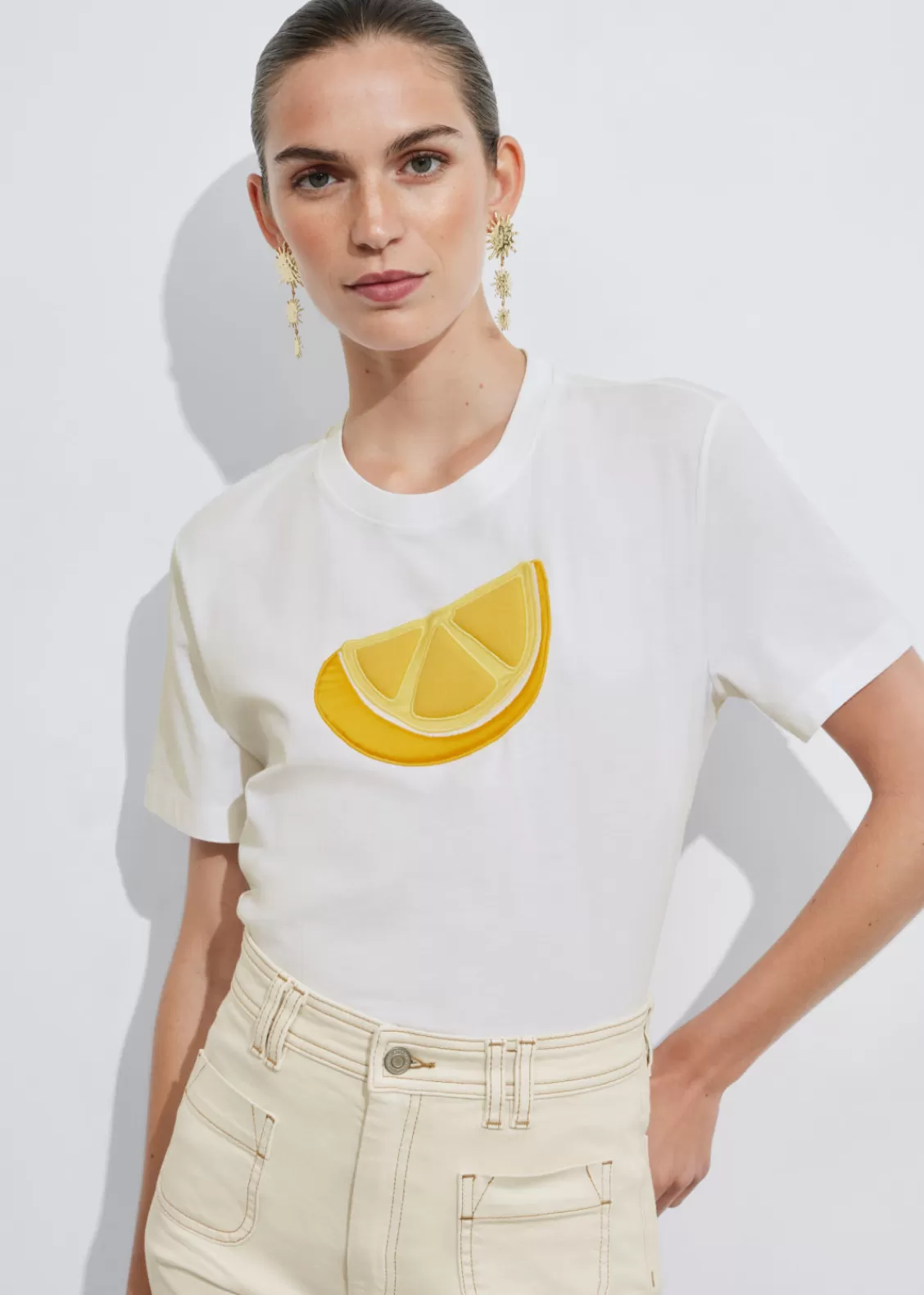 & Other Stories Tops | Fruit-Motif Crewneck T-Shirt White