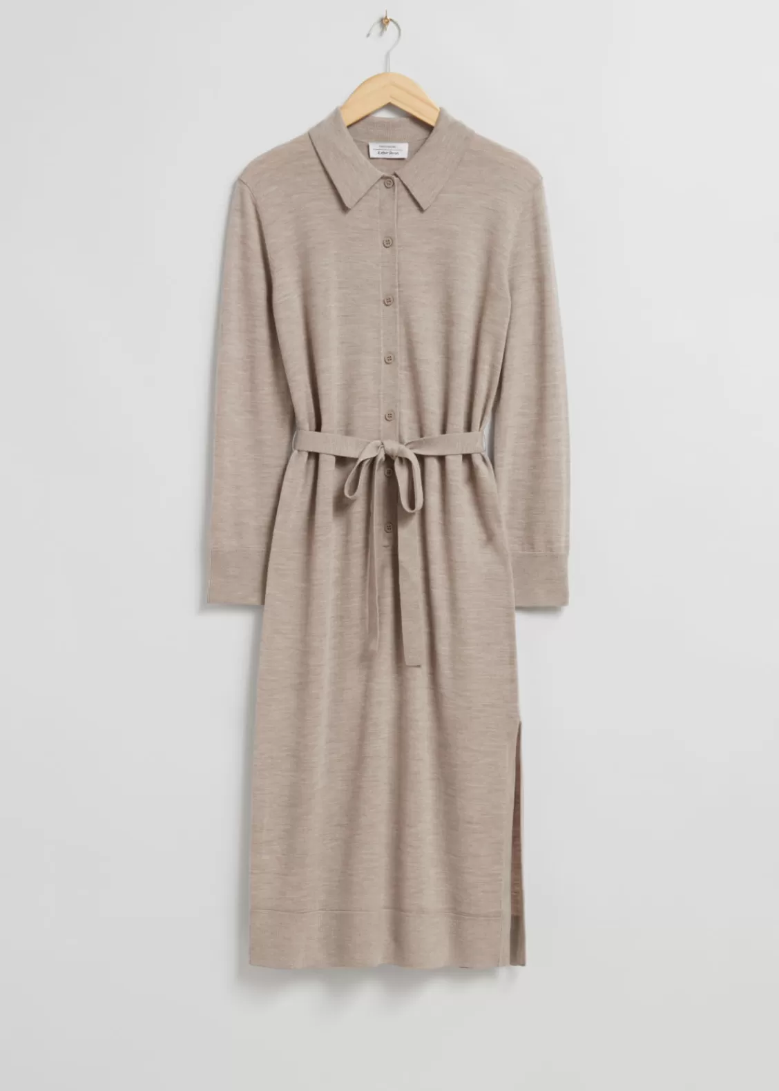 & Other Stories Dresses | Sweaters & Knits | Knitted Polo Dress Light Brown Melange