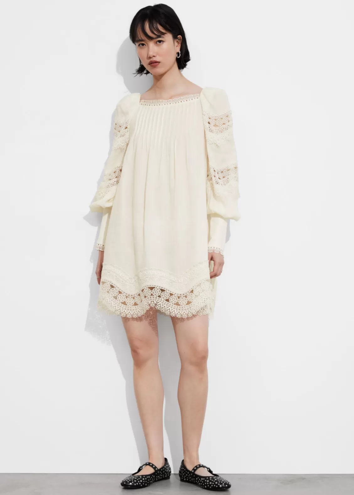 & Other Stories Dresses | Lace-Trimmed Mini Dress