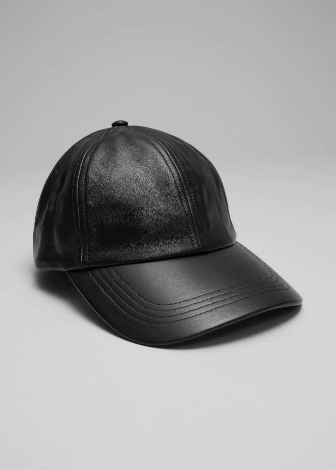 & Other Stories Hats | Leather Baseball Cap Black