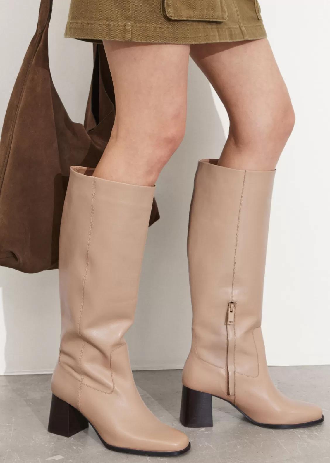 & Other Stories Boots | Leather Knee Boots Beige