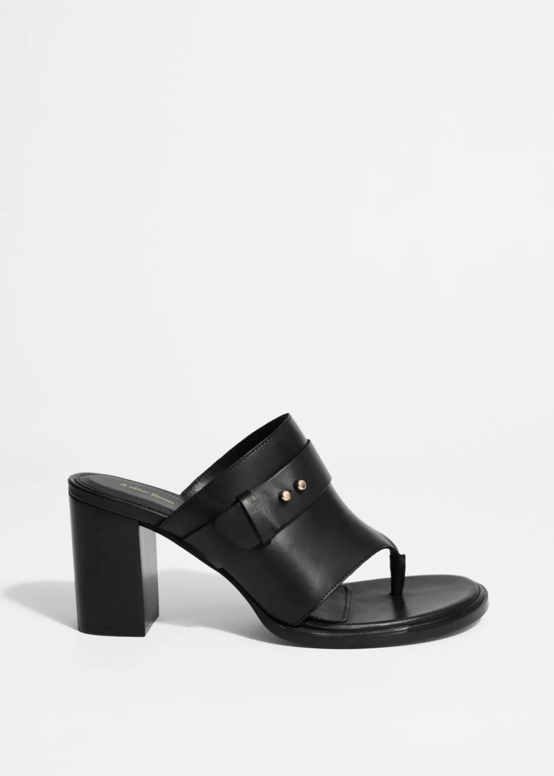 & Other Stories Heels | Sandals | Leather Toe-Thong Mules Black