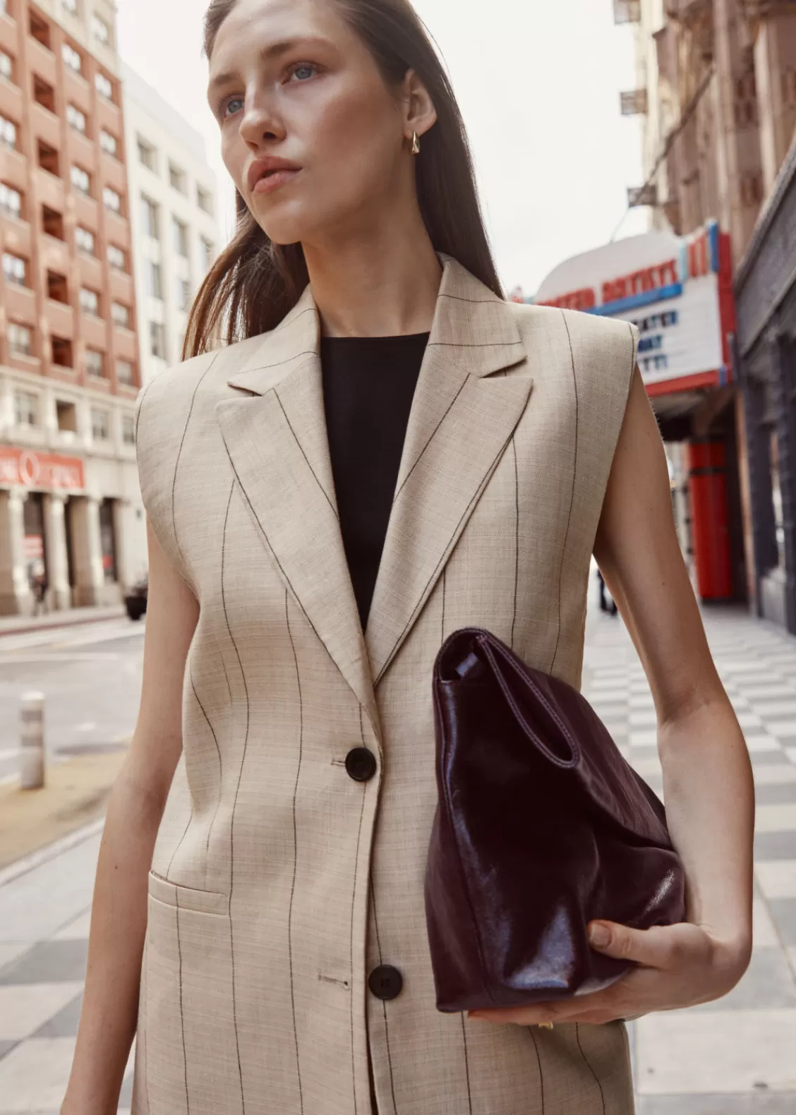 & Other Stories Sets & Suits | Blazers & Vests | Linen-Blend Blazer Vest Beige Pinstripe