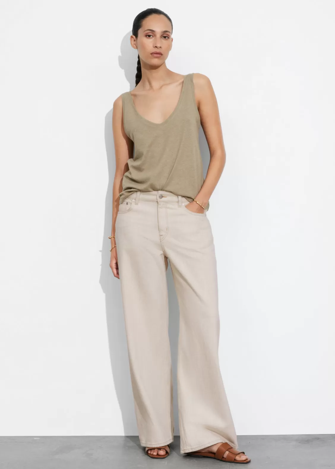 & Other Stories Tops | Linen-Blend Tank Top Beige