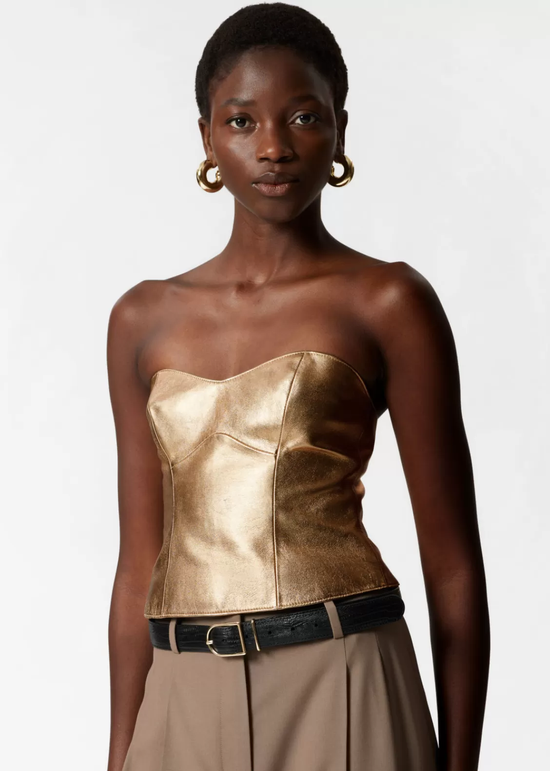 & Other Stories Lingerie | Sets & Suits | Metallic Leather Bustier Gold