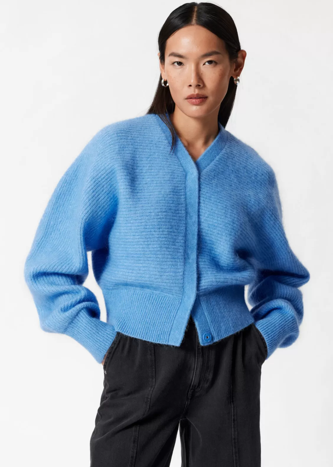 & Other Stories Sweaters & Knits | Mohair-Blend Rib-Knit Cardigan Blue