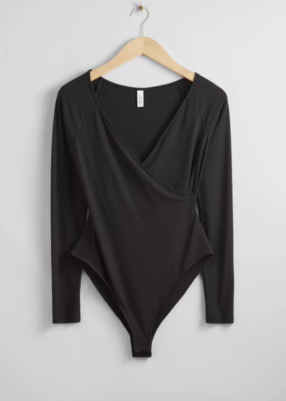 & Other Stories Tops | Off-Shoulder Wrap Bodysuit Black