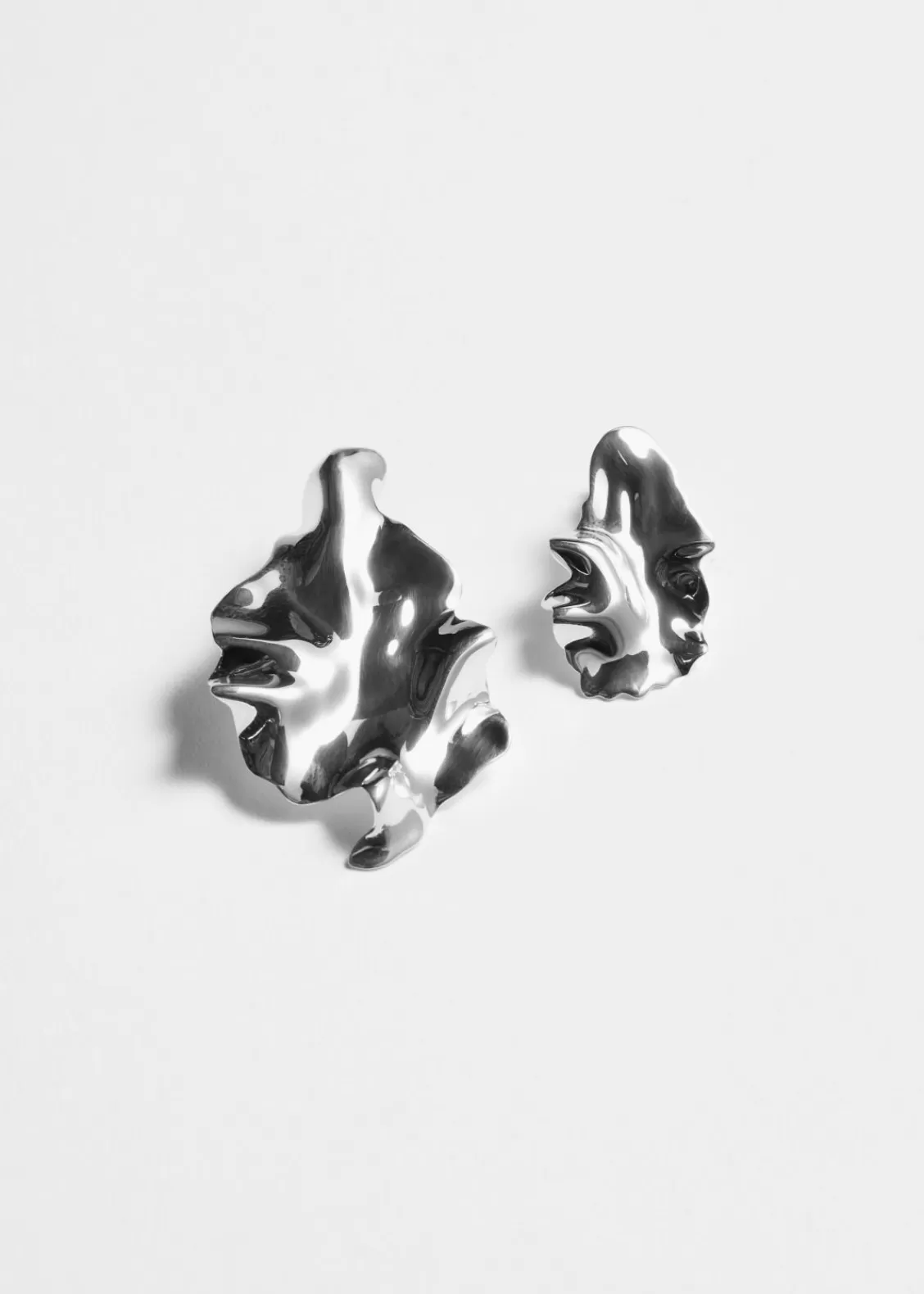 & Other Stories Earrings | Organic-Shape Stud Earrings Silver