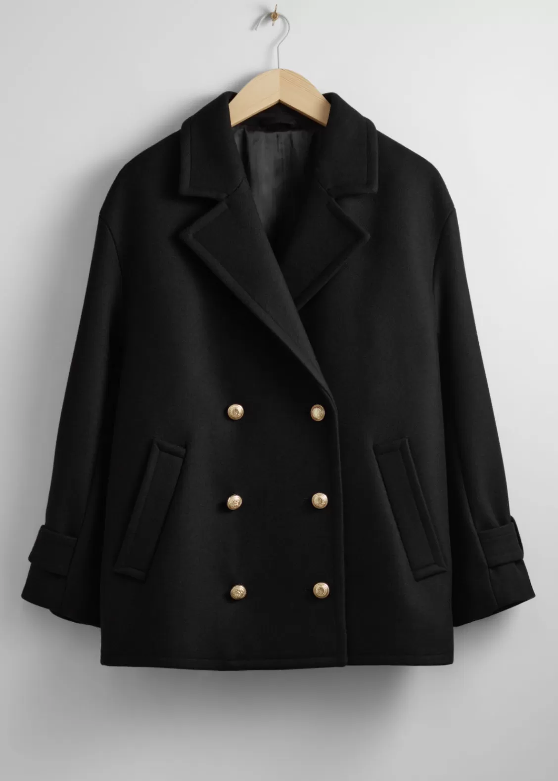 & Other Stories Outerwear | Oversized Peacoat Black