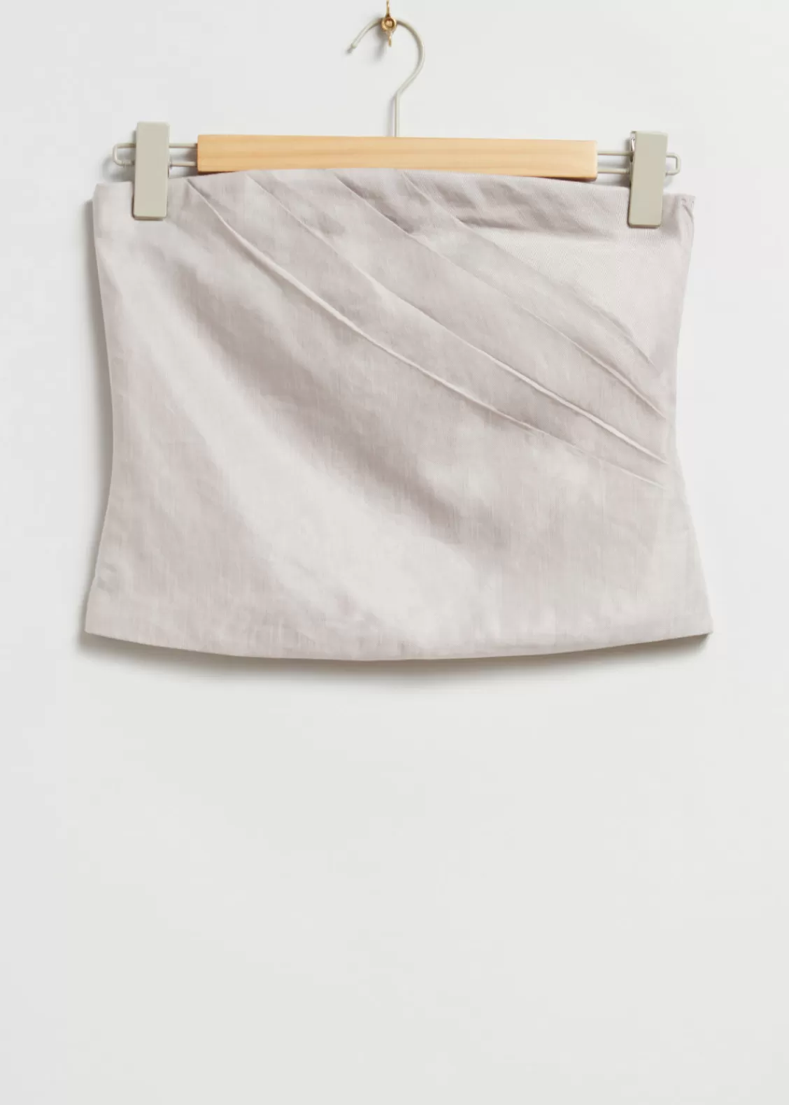 & Other Stories Tops | Pleated Detail Tube Top Light Grey