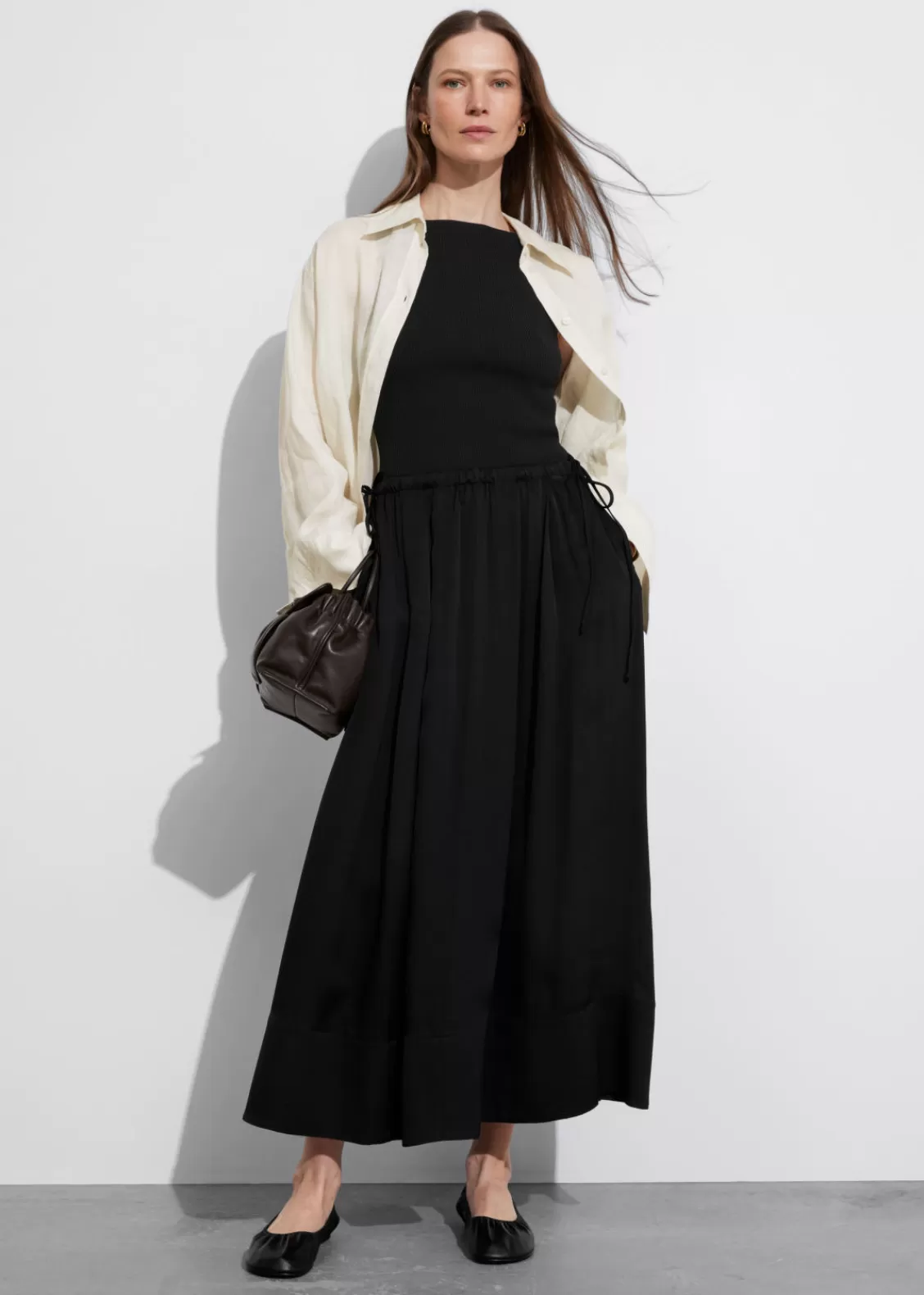 & Other Stories Skirts | Pleated Drawstring Midi Skirt