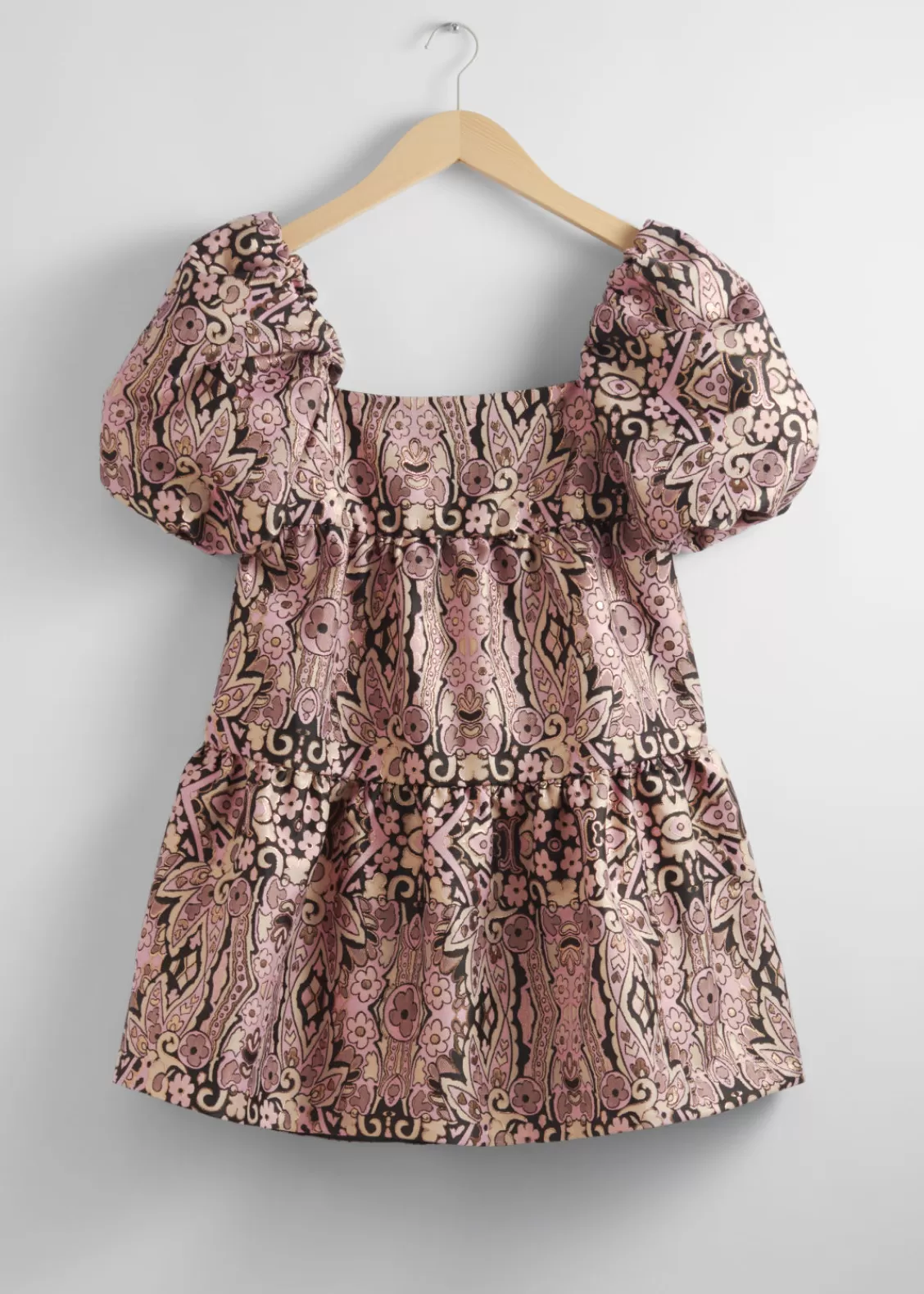 & Other Stories Dresses | Puff Sleeve Mini Dress Pink/Black